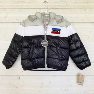 NWT Levi's Kid's Color Block Patch Puffer Jacket Size 6 Water Resistant